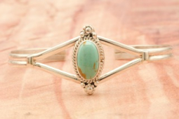 Navajo Jewelry Genuine Kingman Turquoise Sterling Silver Bracelet